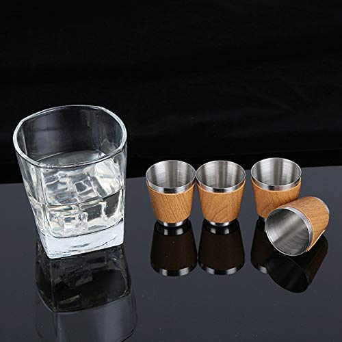 Tiamu 9oz Houten Heupfles Set met 1 Trechter en 4 Koppen Whiskey Wijn Staal Flagon Fles Reizen Drinkware voor Geschenken - Afbeelding 5
