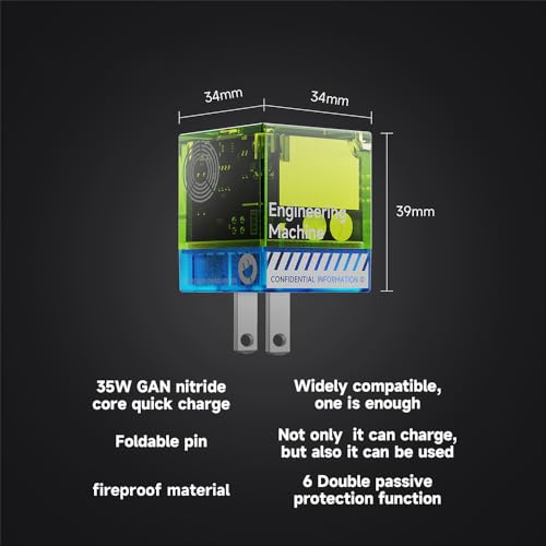 Image of 35W Fast Charger - USB-C GaN Power Adapter with Foldable Pin, Sense Type-C Fast Charging for Multi Compatible Devices (Time Green)