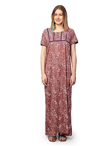 Image of Evolove Women's Viscose Liva Long Maxi Night Gown Nighty Dress with Pocket, Super Soft Comfortable (LNG-Rayon)