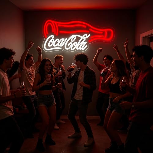 Image of Cola Neon Sign for Wall Decor Cola Neon Light for Bedroom Dimmable Led Business Sign Suitable for Man Cave Bar Pub Store Bistro Restaurant Party Club Birthday Gift Art Size 16.1 * 11.0 In(ZYLD114)