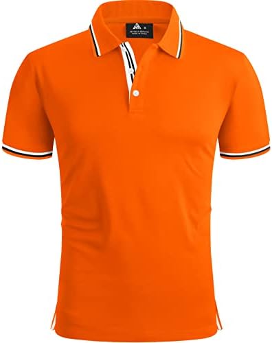 SCODI Men's Short Sleeve Polo Shirt Breathable Athletic Golf Shirt Tennis Casual T-Shirt 110-Orange-L