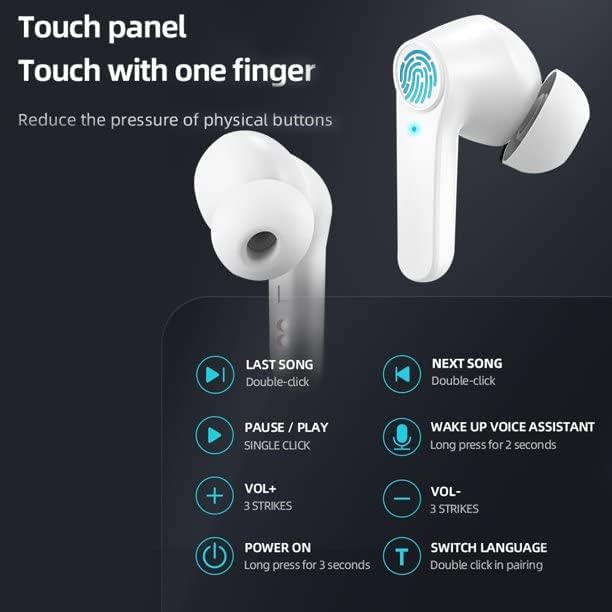 Wireless Earbuds For Samsung Galaxy A13 / A13 5G / A23 / A23 5G / A33 5G / A53 5G / A73 5G, 5.0 Bluetooth Earbuds Earphones Headphones IPX6 in-Ear USB-C Charge 35H Playtime Deep Bass Earbuds (WHITE)