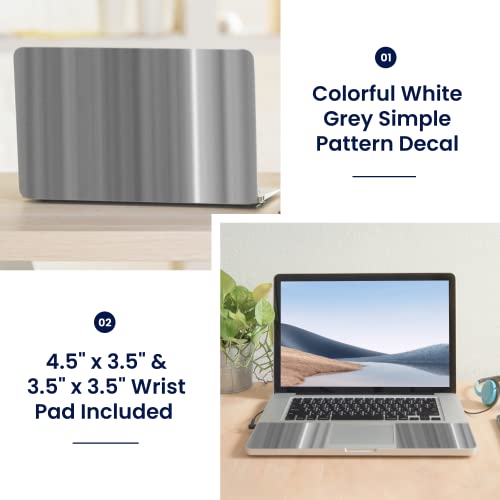 Image of LSS 15 15.6 Inches Laptop Notebook Skin Sticker with 2 Wrist Pads - Reusable Cover Protector Vinyl Sticker Cover Decal Fits 13 inch - 16 inch HP Asus Acer Samsung - White Grey Simple Pattern