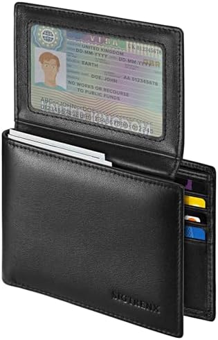 Sigtrenx RFID Blocking Slim Wallet for Men Bifold Genuine Leather Mens Wallets Thin Men's Wallets Brown with 10 Credit Card Pockets and 2 ID Window Gift Box