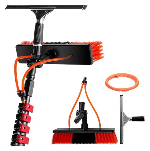 Brosse alimentée en eau avec raclette pour laver les vitres inaccessibles
