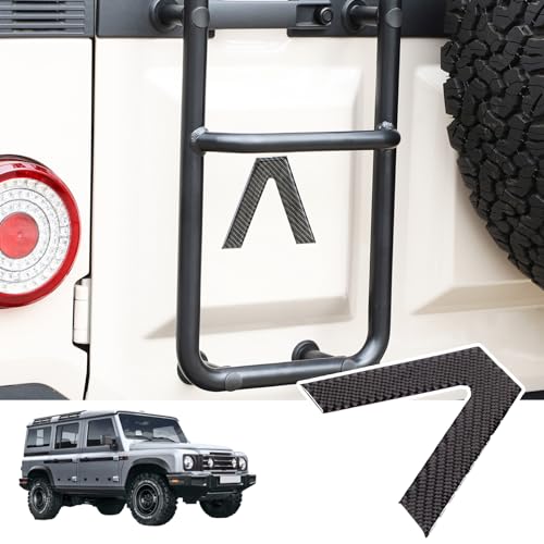 Image of Car Trunk Door Inverted Letter A Sticker Compatible with Ineos Grenadier 2020-2024 Trunk Door Decorative Stickers Tailgate Side V-Shaped Stickers Accessories (Soft Carbon Fibers /Black)