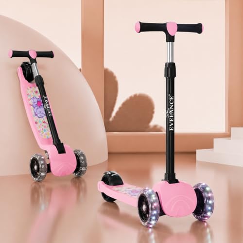 Image of 3 Wheel Kids Road Runner Scooter with Adjustable Height, Foldable Kick Scooter for 3+ Years | Skating Scooter Outdoor Toy for Boys & Girls, Birthday Gift | 50kg Capacity(Pink)