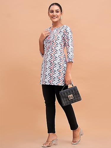 Image of feranoid Women Cotton Printed Short Kurti | Short Kurti for Women | Printed Cotton Kurti