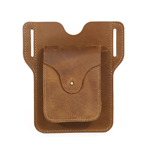 Poche pour téléphone portable en cuir pour homme - Ceinture pour sports de plein air - Motif Crazy Horse - Marron Cover