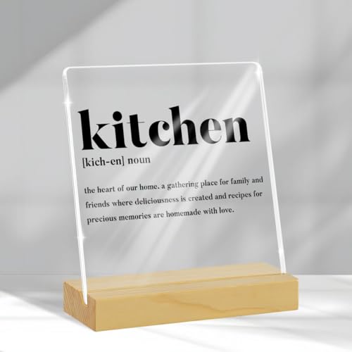 Kitchen Quote Definition Sign New Kitchen Gifts New Home Gifts for Women Men Friends Neighbors Best Kitchen Gifts Clear Sign for Home Kitchen Tray Table Dining Table
