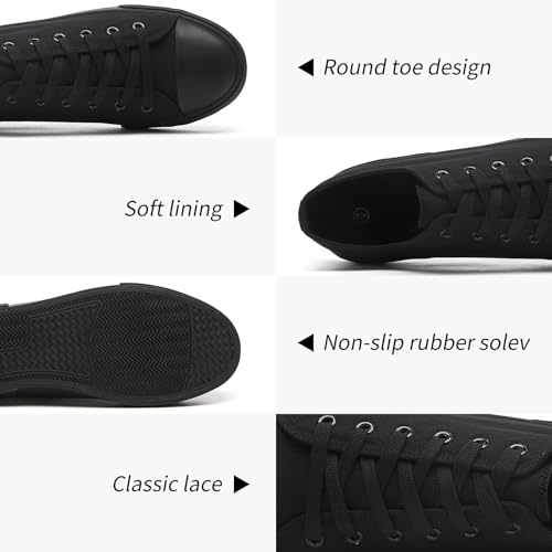 Image of yageyan Men Canvas Low top Shoes Classic Casual Sneakers Black and White Fashion Shoes