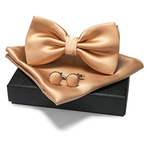 Set de corbata de moño para hombre con gemelos y pañuelo