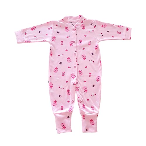 Macacão Pijaminha Estampado Vira Pé Suedine (G, Rosa Ursa Bailarina)