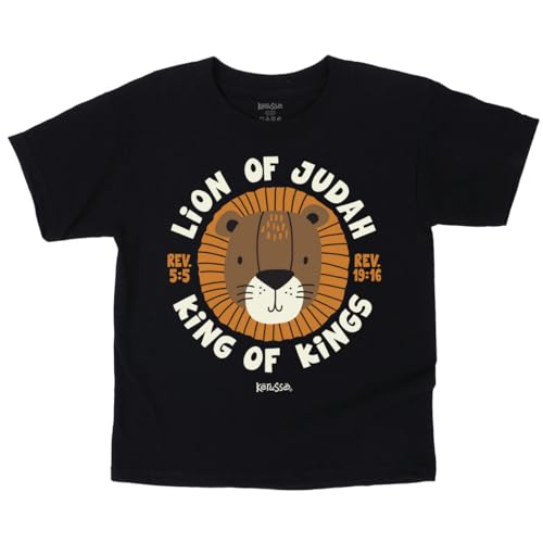 Kerusso, Faith Message, King of Kings, Toddler, Black, Comfortable Cotton, Kids Crew Neck T-Shirt, Lion of Judah