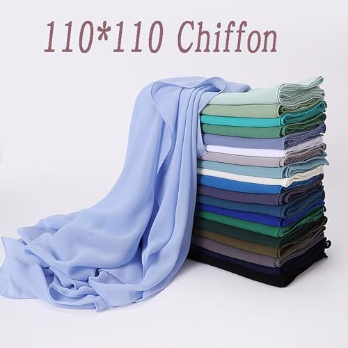 Women's Fashion Square Scarf 43.5''- Silky Chiffon Head Scarf Muslim Hijab Bandana Head Wraps SF123