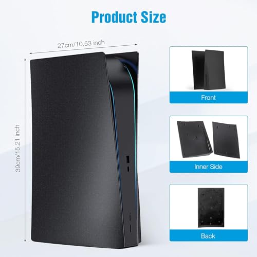 Image of TCOS TECH PS5 Faceplate Side Panel for PS5 Hard Shock Proof Cover PS5 Console Anti-Scratch Dustproof Protective Shell Cover for Playstation 5 CD Version Disk Edition - Black