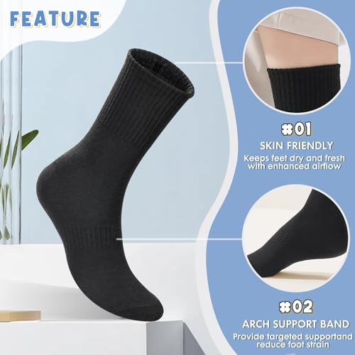 Image of 10 Pairs Thin Cotton Crew Athletic Socks Sports Gym Running Hiking Calf Socks for Women