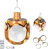 KoveYzao Solarenergie Campinglampe, 2400mAh,USB/Solar Aufladung, 5 Beleuchtungsmodi/wasserdicht/faltbar, verwendet für Outdoor Stand Camper Notfall (Gold mit Fernbedienung)