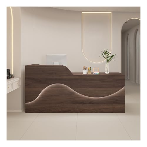 ロック可能な引き出し付きフロントデスク、受付カウンターテーブル、コンピューターワークステーション、18mm厚ボード、頑丈なサポート、オフィス、小売、衣料品、サロン、ショップ、ホテル、スーパーマーケット向け(K,RIGHT-130CM/51.2IN)