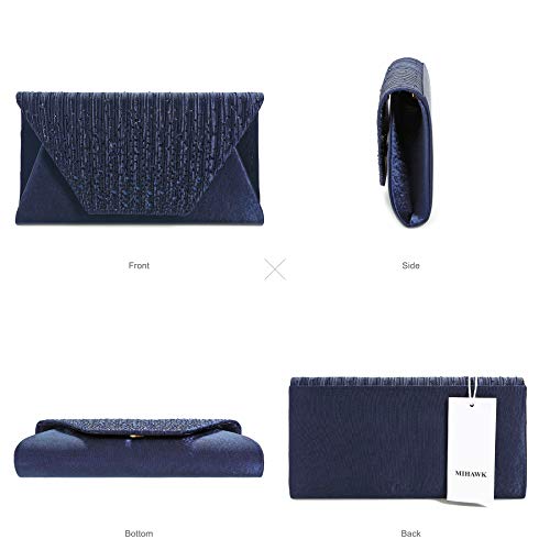 Mihawk Clutches For Women Evening Bag Envelope Handbag Party Bridal Clutch Purses For Women Wedding(Navy Blue) #TOP4