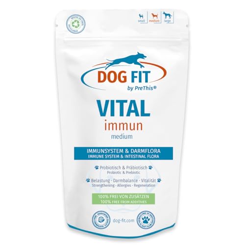 DOG FIT by PreThis® VITAL immun für Hunde I Mit Colostrum, Agaricus Blazei Murrill, Hagebuttenextrakt, Shilajit, Propolis I Ohne künstliche Zusätze I medium 10-25kg