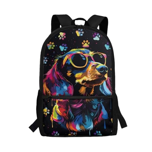 POLERO UOIMAG Dachshund Backpack for Sausage Dog Lovers Funny School Bag Bookbag Casual Daypack Travel Rucksack