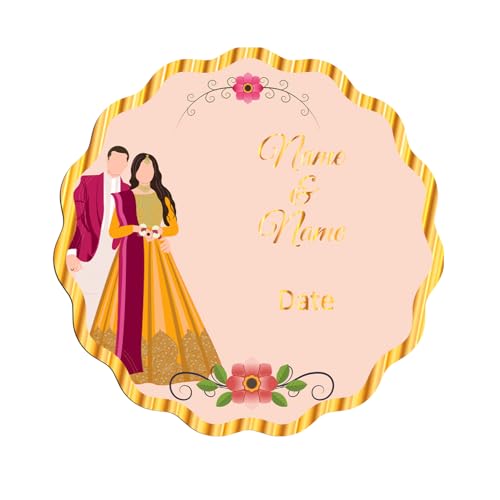 Image of Brown Cloud Personalized Emboss Gold Foil Printed Message /Name /Quote Gift Label /Sticker for Wedding Gifts /Favors (LB GF WEDD 007)(Pack of 40)