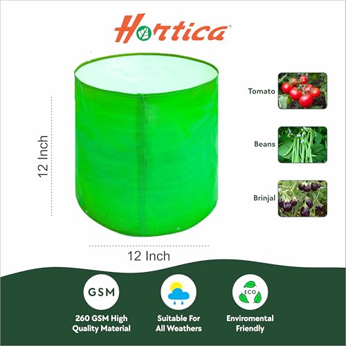 Image of Premium HDPE UV Stabilised GrowBag Size 12x12 Inch Pack of 3 | 260 GSM Round Shaped Green Colour | Suitable for Brinjal, Tomato, Capsicum, Cabbage