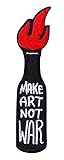 Make Art Not War Molotov Cocktail Fire Bottle Fine Painting Peace Love 3.9" Iron On Embroidered Patch for Clothing