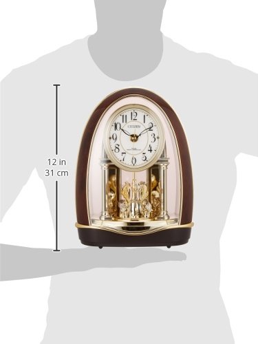 リズム(RHYTHM) シチズン 置き時計 電波時計 アナログ 毎正時 メロディ 12曲 入り 茶色 CITIZEN パルドリームR414 4RN414-023 [3]