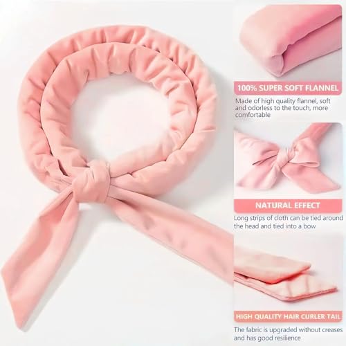4-Piece Heatless Curlers Set, Satin Curler Headband with Curling Rod, Scrunchies & Clips - Image 2