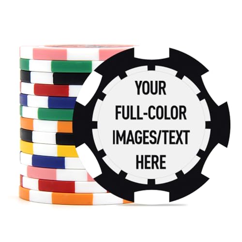 40 mm individuelle Pokerchips mit Ihrem Text, Logo oder Design für Hochzeiten, Jubiläen, Partys, Firmenveranstaltungen und Spendenaktionen, 100 farbige 11,5 g Pokerchips in Casino-Größe (schwarz)