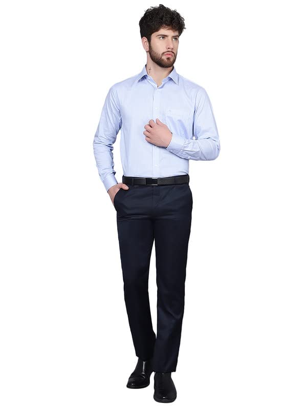 Image of Cantabil Men Navy Blue Regular Fit Formal Trouser (P MTRF00070 Navy)