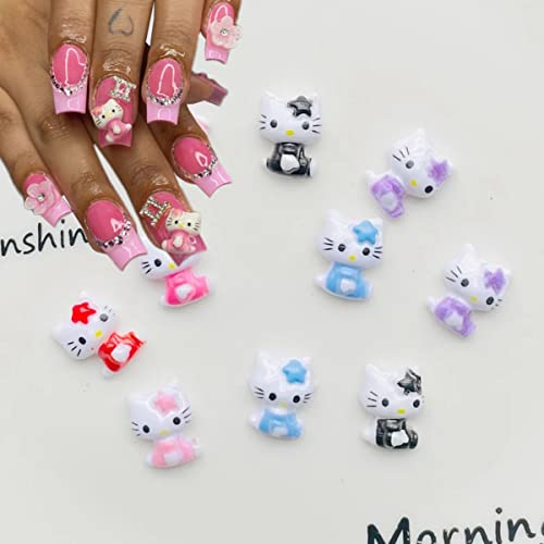 Cute Nail Charms 3D Nail Charms For Acrylic Nails Cute Cat Nail Art Accessories Design Kawaii Nail Rhinestones Decorations Cartoon Nail Jewels Cute Resin Nail Charms Diy Craft Supplies 50Pcs #TOP2