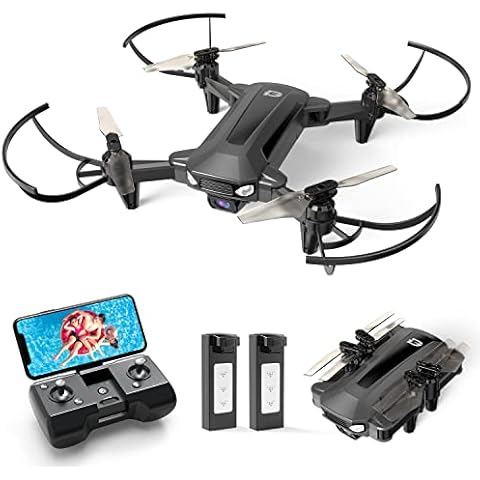 DEERC Drone for Kids with Camera 1080P HD FPV, D40 Foldable Mini Quarcopter for Beginners with Throw to Go, Altitude Hold, Voice Control, Trajectory Flight, Gesture Selfie, 3D Flips, 2 Batteries Cover