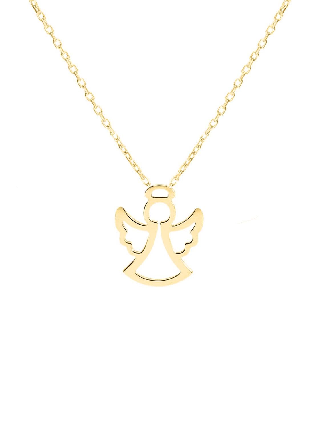 My Gold Mädchen Engel Halskette Gold Kette mit Anhänger Echtes Gelbgold 375 (9 Karat) Schutzengel 38cm Engelskette Kinderschmuck Milva