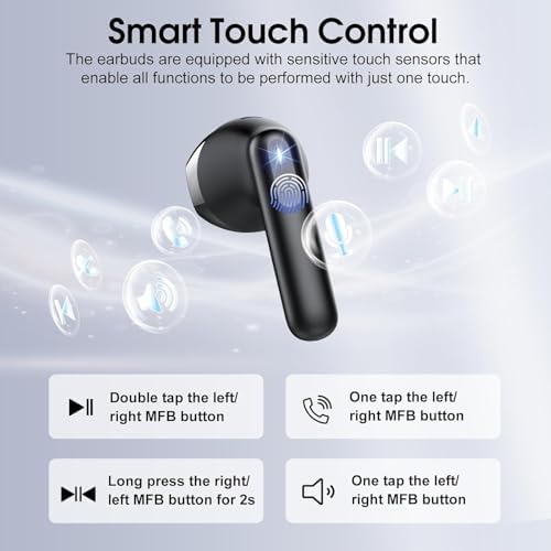 Wireless Earbuds, 2026 Bluetooth 5.4 Earphones in Ear 3D Stereo, Bluetooth Headphones with 4 ENC Noise Cancelling Mic, 40H Deep Bass IP7 Waterproof Headset Comfortable Earbuds for Work, Sport - 1