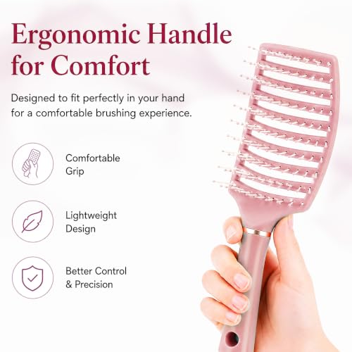 Image of GLUN Portable Detangling Hair Brush Pack of 1 Pink Colour, Curly & Straight Hair Brush for Women & Men Accessories Use in Salon, Home & Personal Use