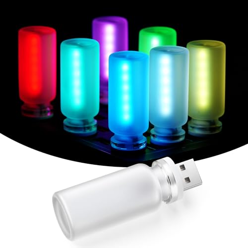 iFunyLED Car Interior USB LED Night Light, Touchable Dimming with 13 Modes of Car Ambient Lighting Kit, Frosted Glass Bottle Lamp, Car Interior Accessories Suitable for Most Vehicles, Pack of 1