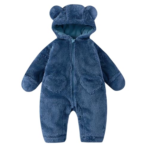 Generisch Pijama bebé niña recién nacido bebé pelele traje traje sobre manoplas pies niña niño invierno traje de nieve polar ropa mono con capucha, A-azul., 6-9 meses