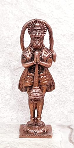Image of Copper Idols India, 2.6 inches, Handmade Standing God Hanuman, 40 Grams, Patina Antique Finish, Pack of 1 Piece
