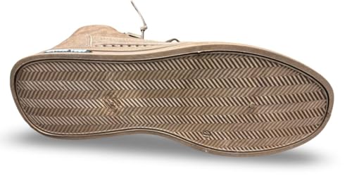 Image of High-Top Leather Sneakers, Lace-Up Casual Boots with Padded Collar, Herringbone Sole Pattern