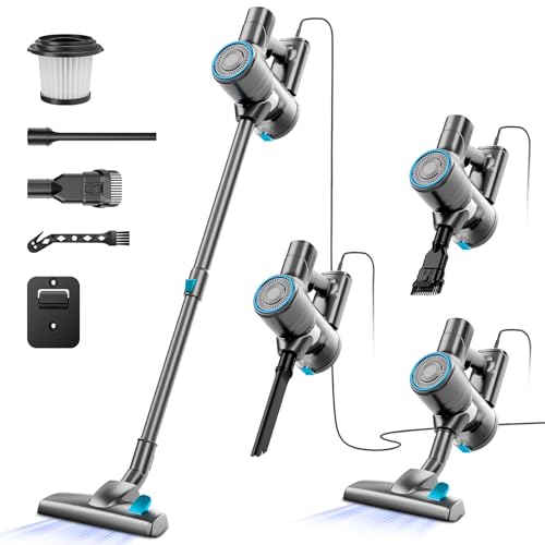 AKAVAC Corded Stick Vacuum Cleaner, 25Kpa Powerful Stick Vacuum, 2 in 1 Vacuum Cleaners,1.2 L Dust Cup, Corded Handheld Vacuum Pet for Hair, Short-Pile Carpet, Hardfloor (Blue)