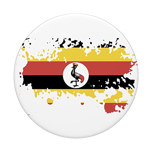 National Flag of Uganda souvenir gift for men women PopSockets Swappable PopGrip, Black - Image 3