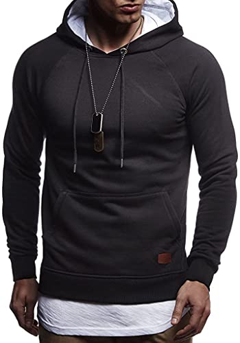 Pull à capuche pour homme coupe ajustée sweat manches longues coton blanc LN8125 - 2