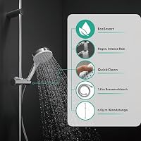 hansgrohe Crometta - wassersparendes Duschset mit Brausestange (65 cm), Duschkopf (2 Strahlarten), Duschkopfhalterung und Brauseschlauch (160cm), Weiß/Chrom – Ansicht 2