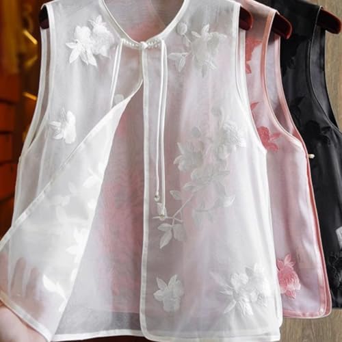 Camiseta de organza bordada ligera para evitar el calor del verano vistiendo un estilo chino elegante 5