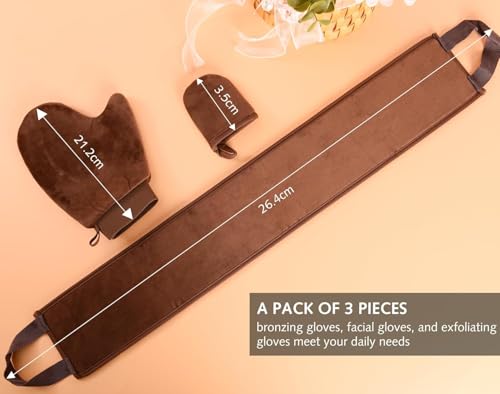 Set de bronceador automático con set 3 en 1 bronceador bronceador autoaplicador reutilizable guante bronceador autobronceador mitt mitt con aplicador de espalda marrón - imagen 6