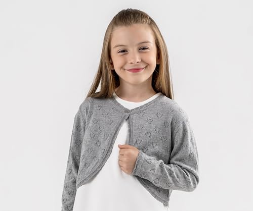 Image of Minora Long Sleeve Bolero, Girls' Knit Cardigan Shrug with One-Button Closure, Baby /Child Cotton Childrens Bolero, Sweater