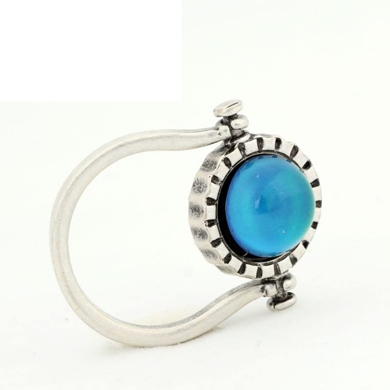 LOKILOKI 2 Uds Anillos De Estado De Ánimo Que Cambian De Color Chapados En Plata Antigua Que Cambian La Temperatura del Color Conjunto De Anillos De Sensación De Emoción para Mujeres/Hombres